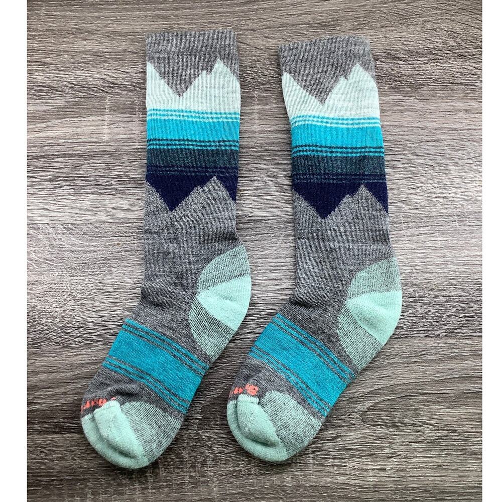 Smartwool Kids' Large Gray Ski Light Cushion Over The Calf Socks Winter B8-1